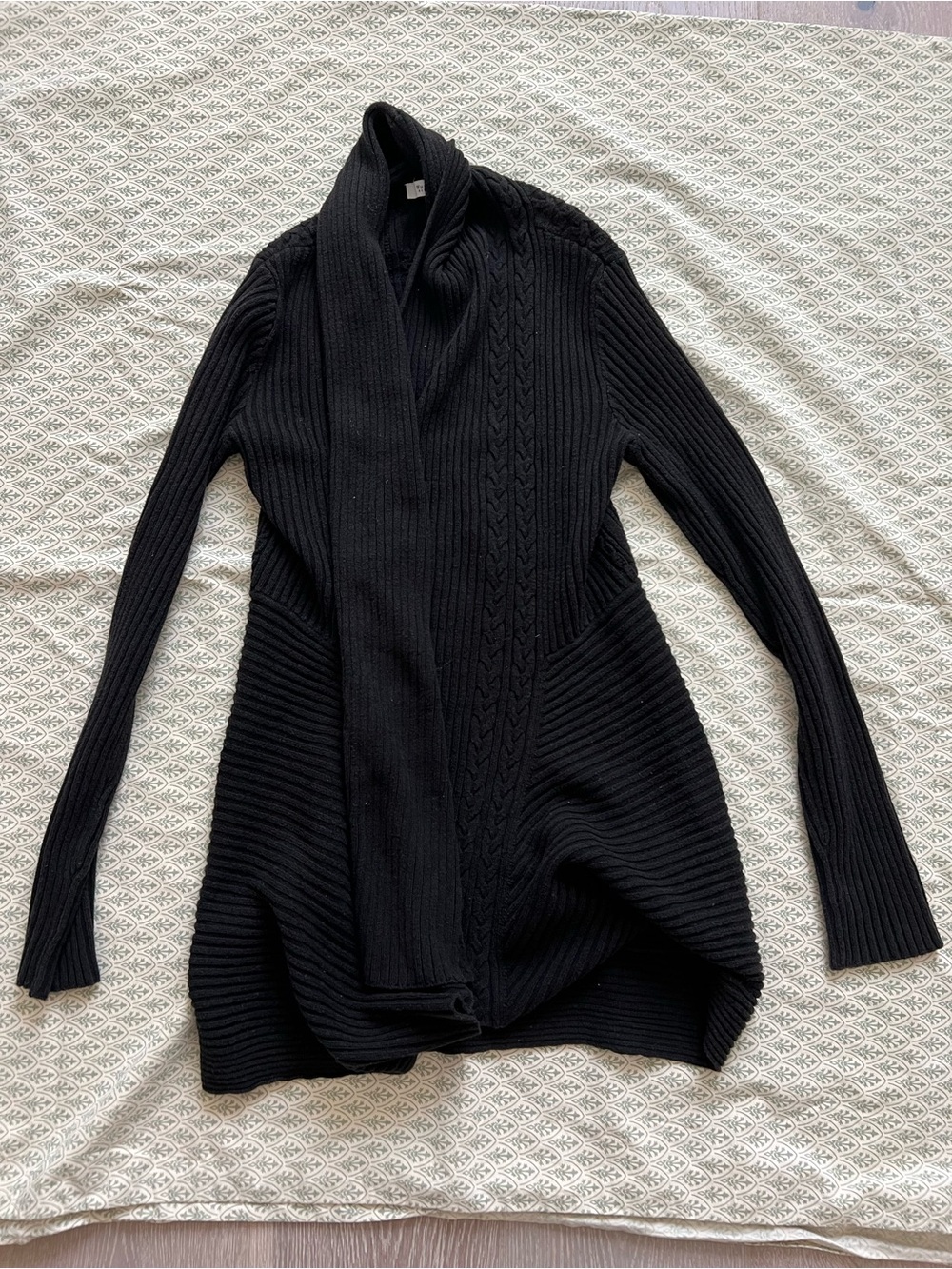 White House Black Market Black Cable-Knit Open Cardigan